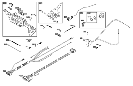 Controls Group Diagram and Parts List for 542477-2226-J1 400000 - 699999 Briggs and Stratton Engine